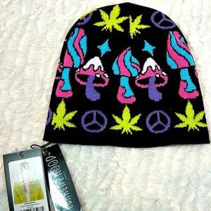 Current Mood Believe The Hype Neon Mushroom trippy beanie cap new w tag one size
